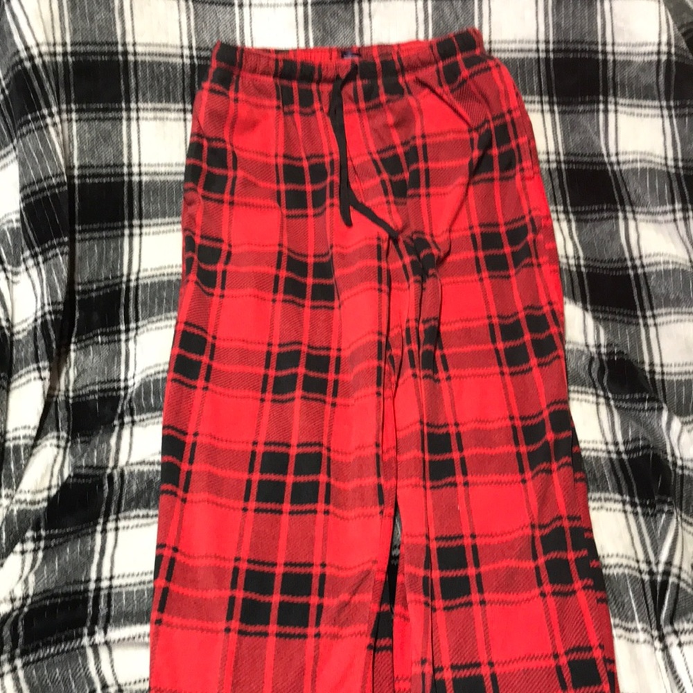 mens red plaid pajama pants
